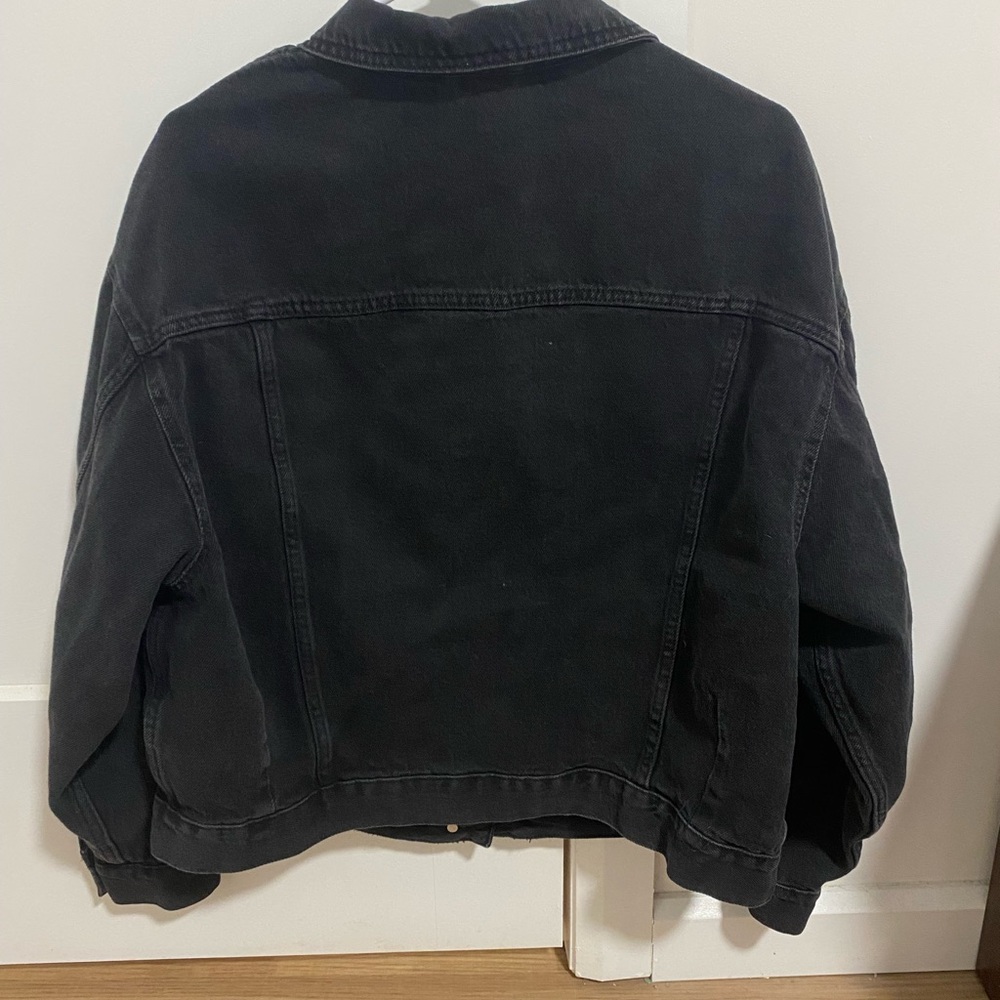 Black Women's Denim Jacket - Classic Button-Front - Picture 2 of 2